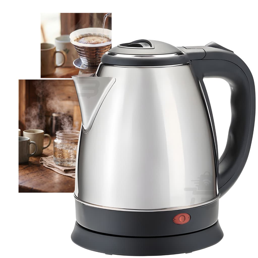 Chaleira Eletrica Inox 1.8L Ferve Rapido 1000W e 1500W Base Giratoria 360 Desligamento Automatico