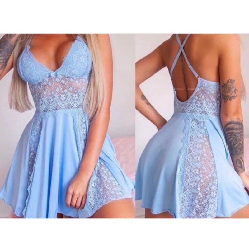 Camisola Paixão Sexy Rendada Sem Bojo Em Microfibra Cruzado Nas Costas