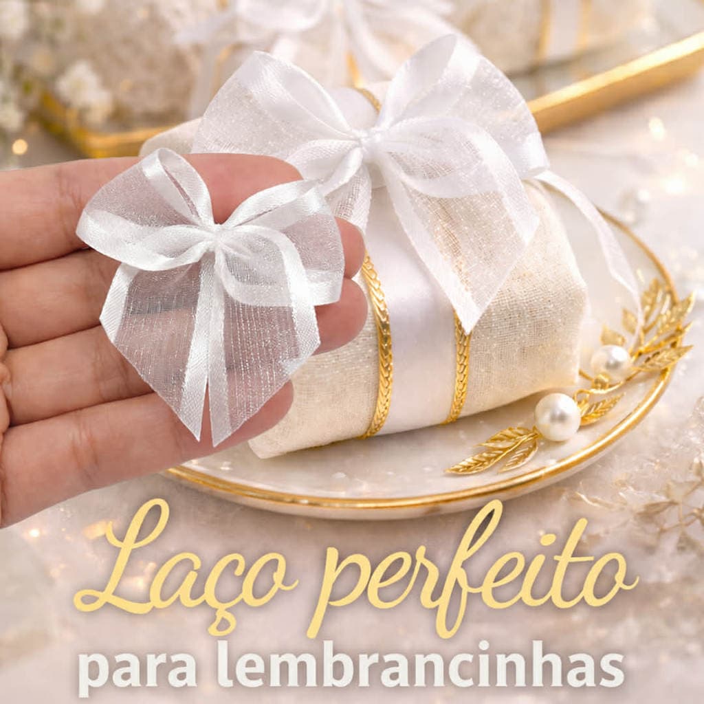Laço Para Lembrancinhas Organza Com Cetim 20/40/100 UNIDADES - nº5 - 5 cm Batizado Casamento