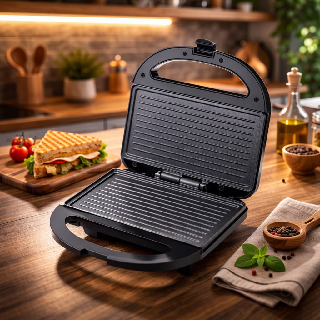 Sanduicheira Elétrica 800W para Lanches Aquecimento Duplo Fácil Limpeza 110V 220V ON-FE404