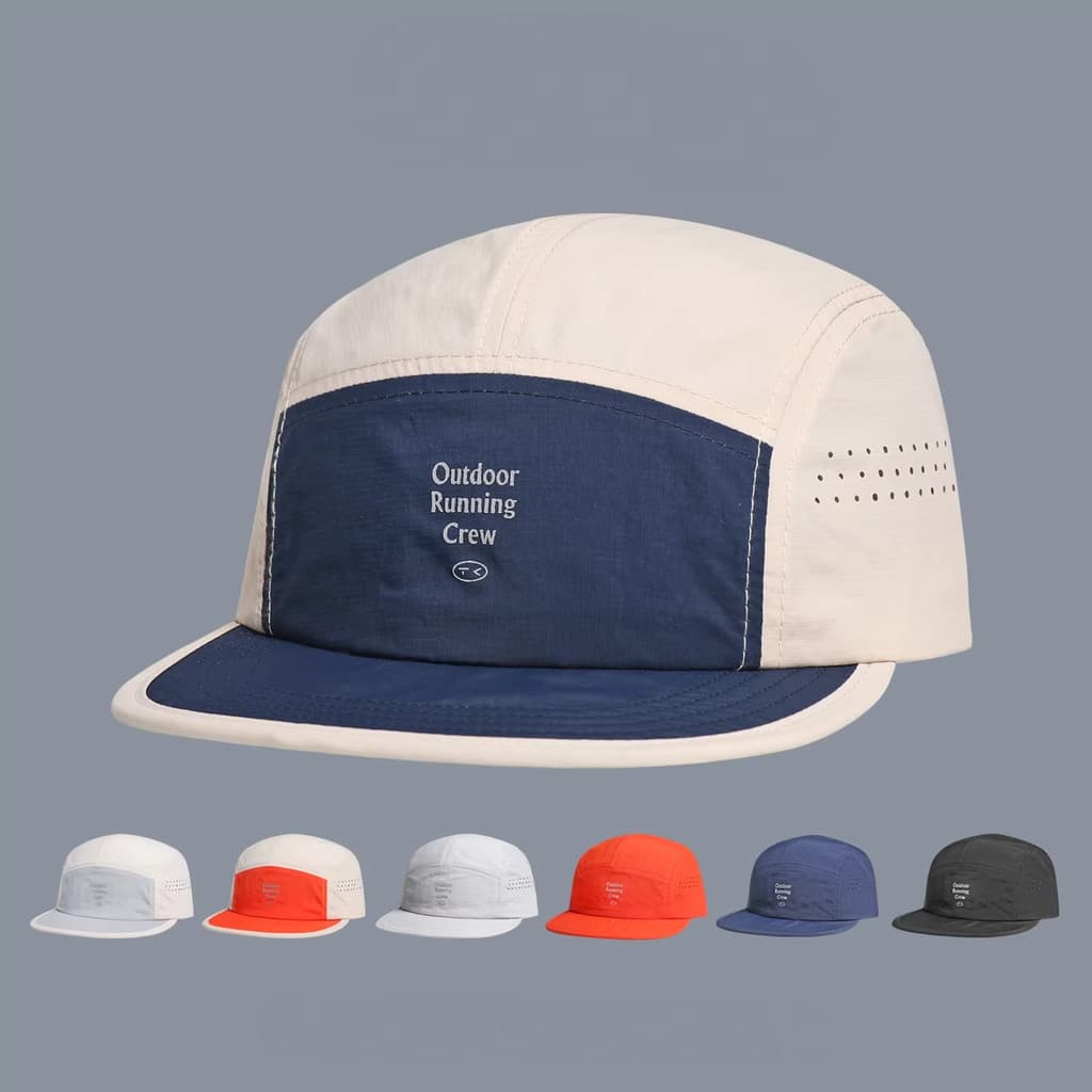 Boné Masculino Five Panel Bordado Malha para Masculino Feminino Praia Corrida Ciclismo Estilo Moda Uso Diário Chapéu