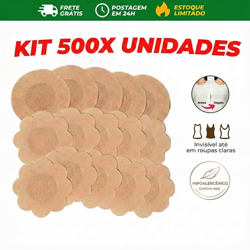 Kit 500x Tapa Seios Adesivo Invisível 7,5cm Protetor para Mamilo Envio 24h