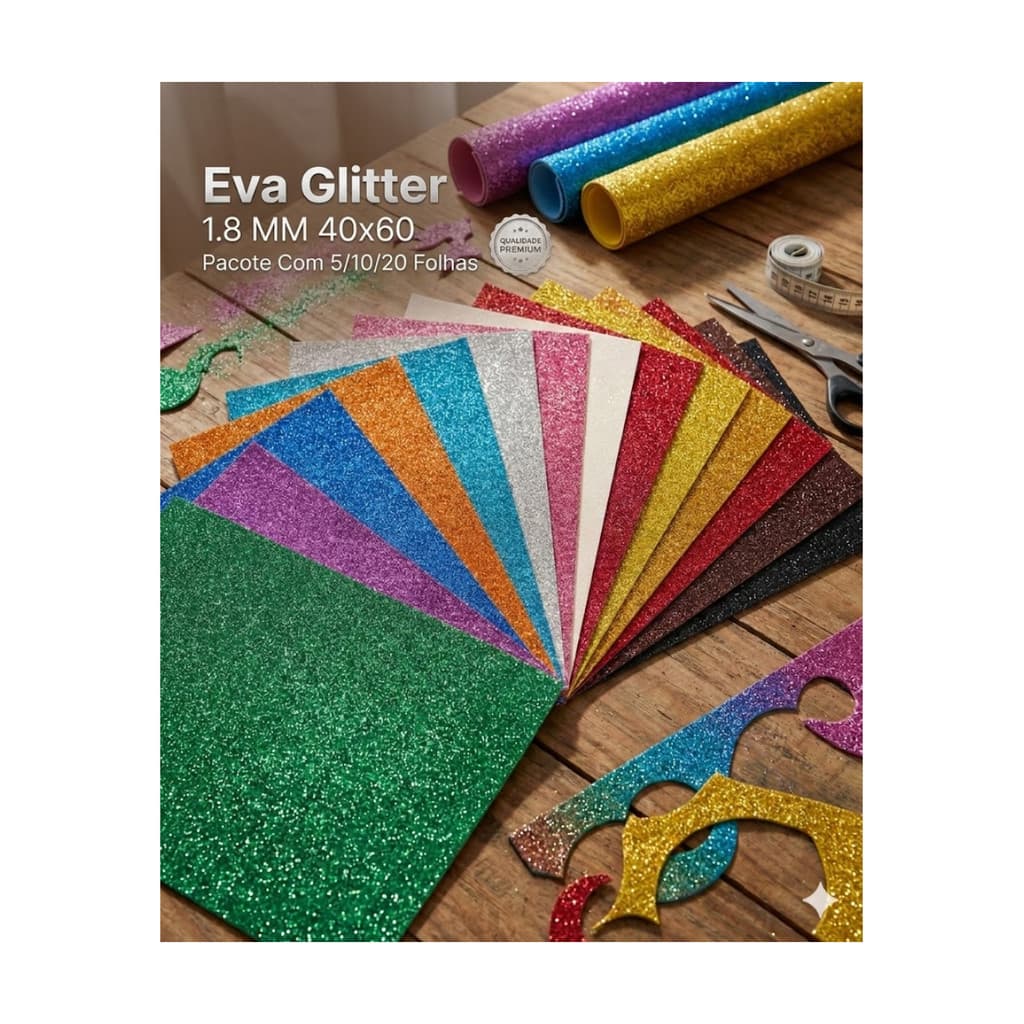 Eva Glitter 1.8 MM 40x60 Pacote C/  5 / 10 / 20 Folhas