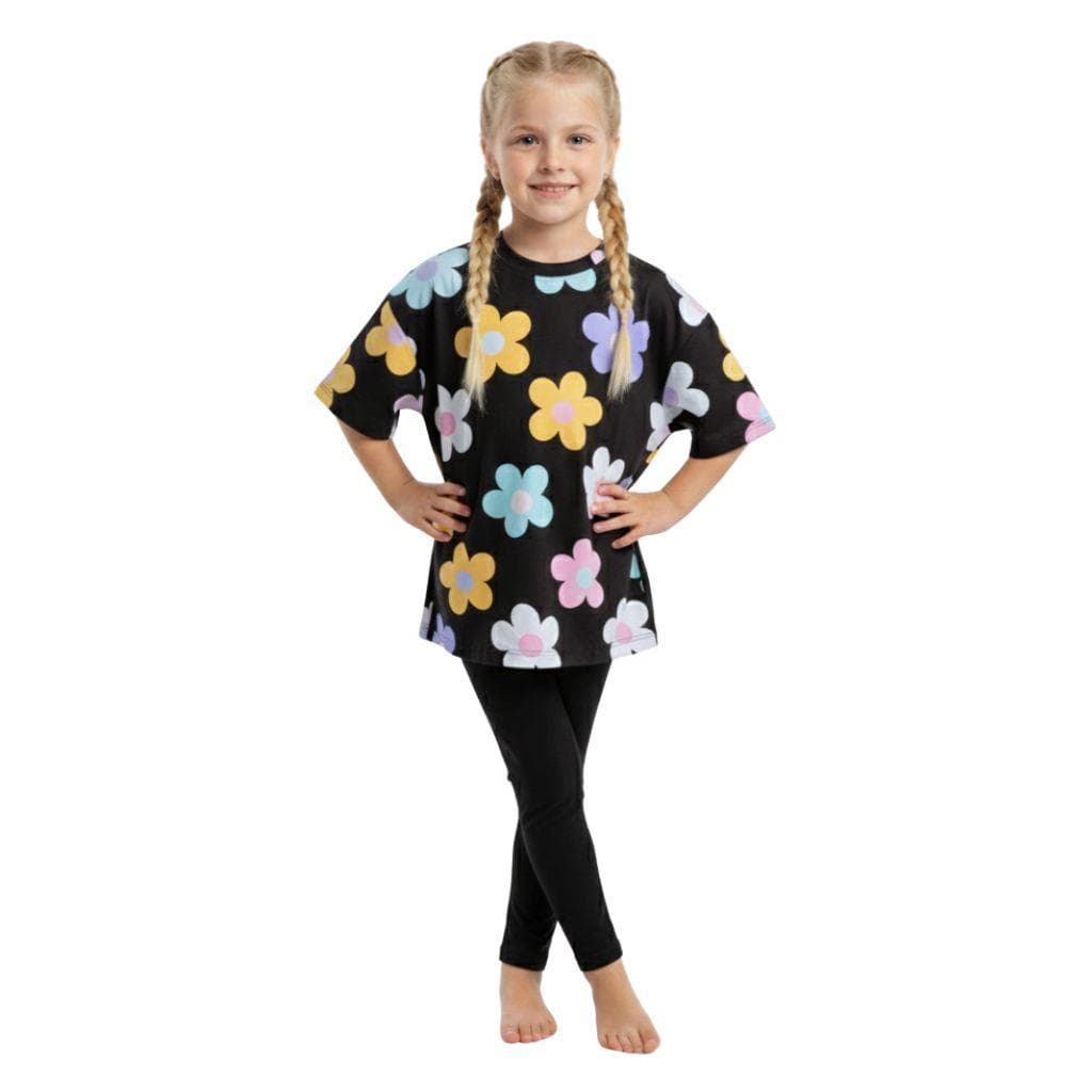 Conjunto Infantil Menina Oversized – Camiseta Estampada + Legging