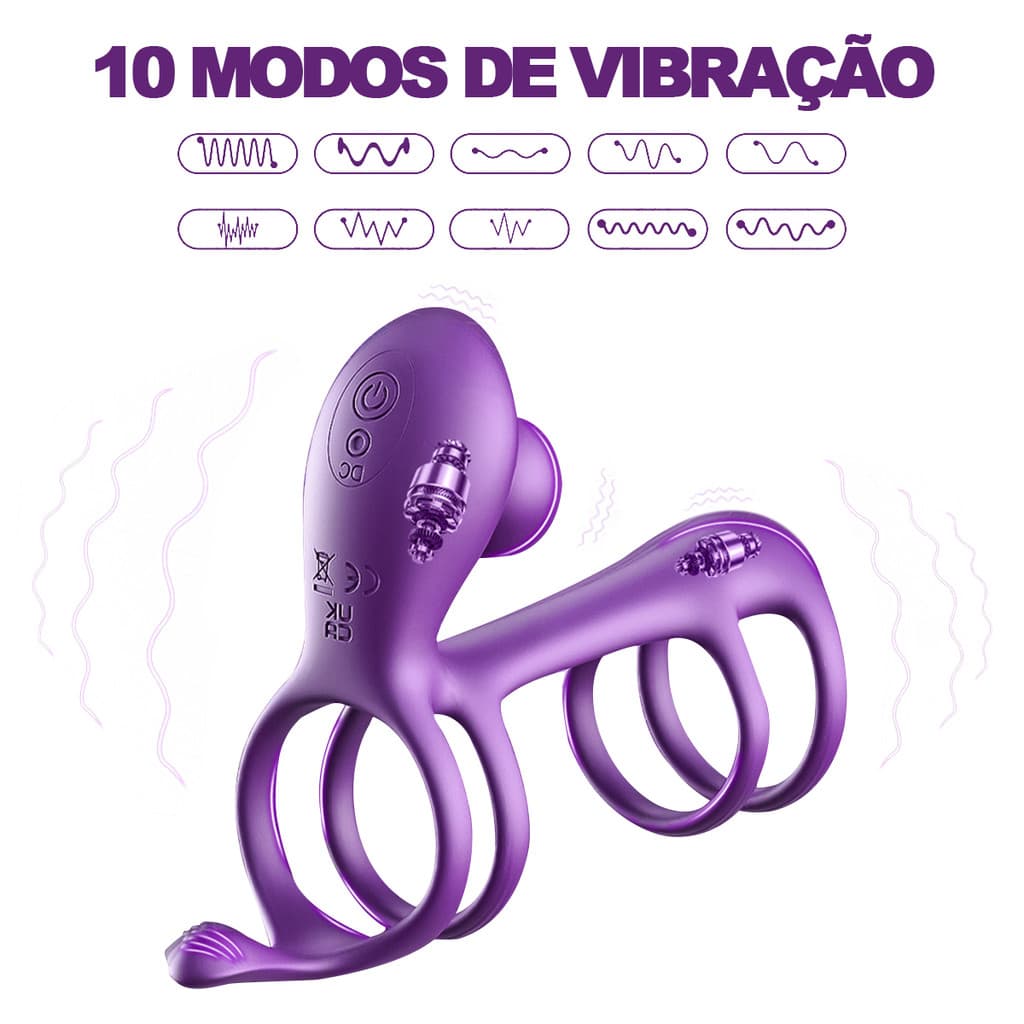 Anel Peniano Vibratório Duplo Para Homens – De Atraso , Estimulação Poderosa , Silicone Macio