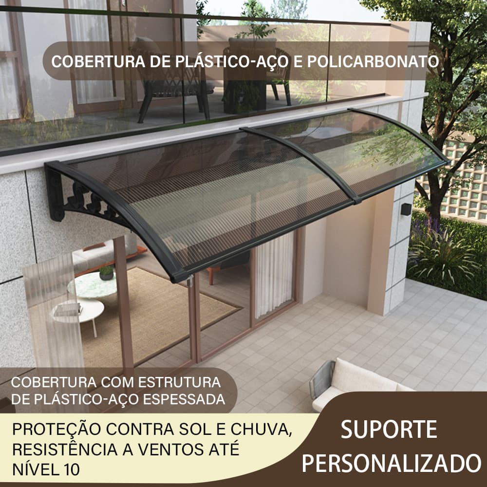 Toldo Policarbonato Modular para Portas e Janelas Contra Chuva Proteção UV