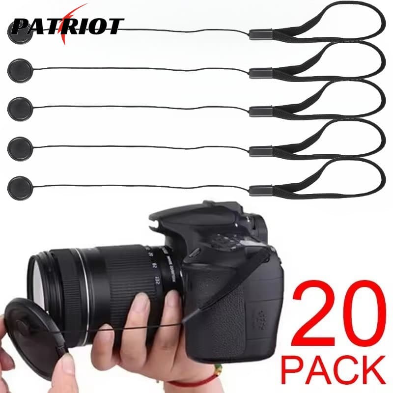 Cordas Elásticas Anti-Perda Com Tampa De Lente De 20/5 Unidades-Acessórios Universais Para Câmera-Alça Protetora Preta-C