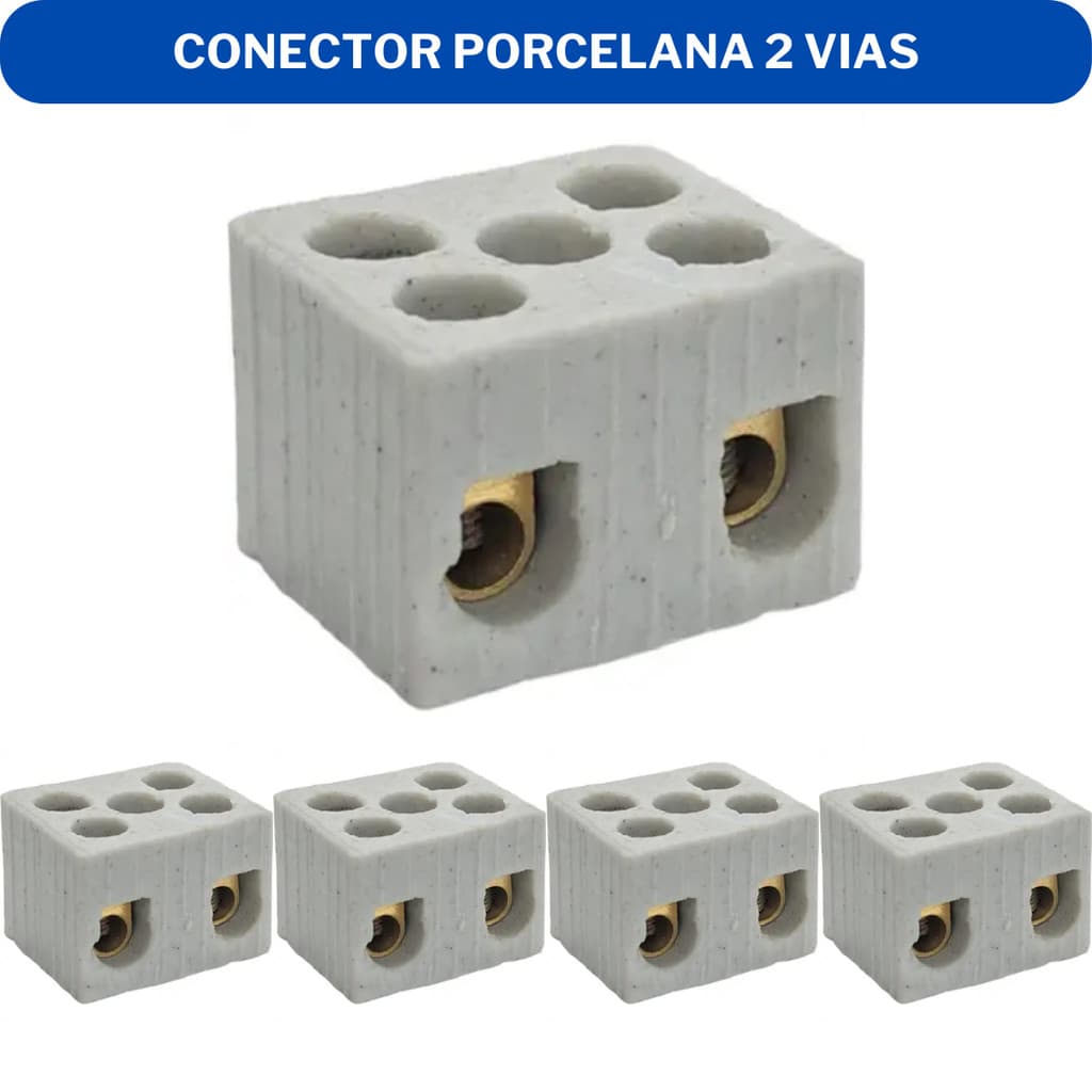 Kit 4 Conector Porcelana 2 Vias 6mm 10mm 16mm - Resistente Alta Temperatura Para Chuveiros e Torneiras