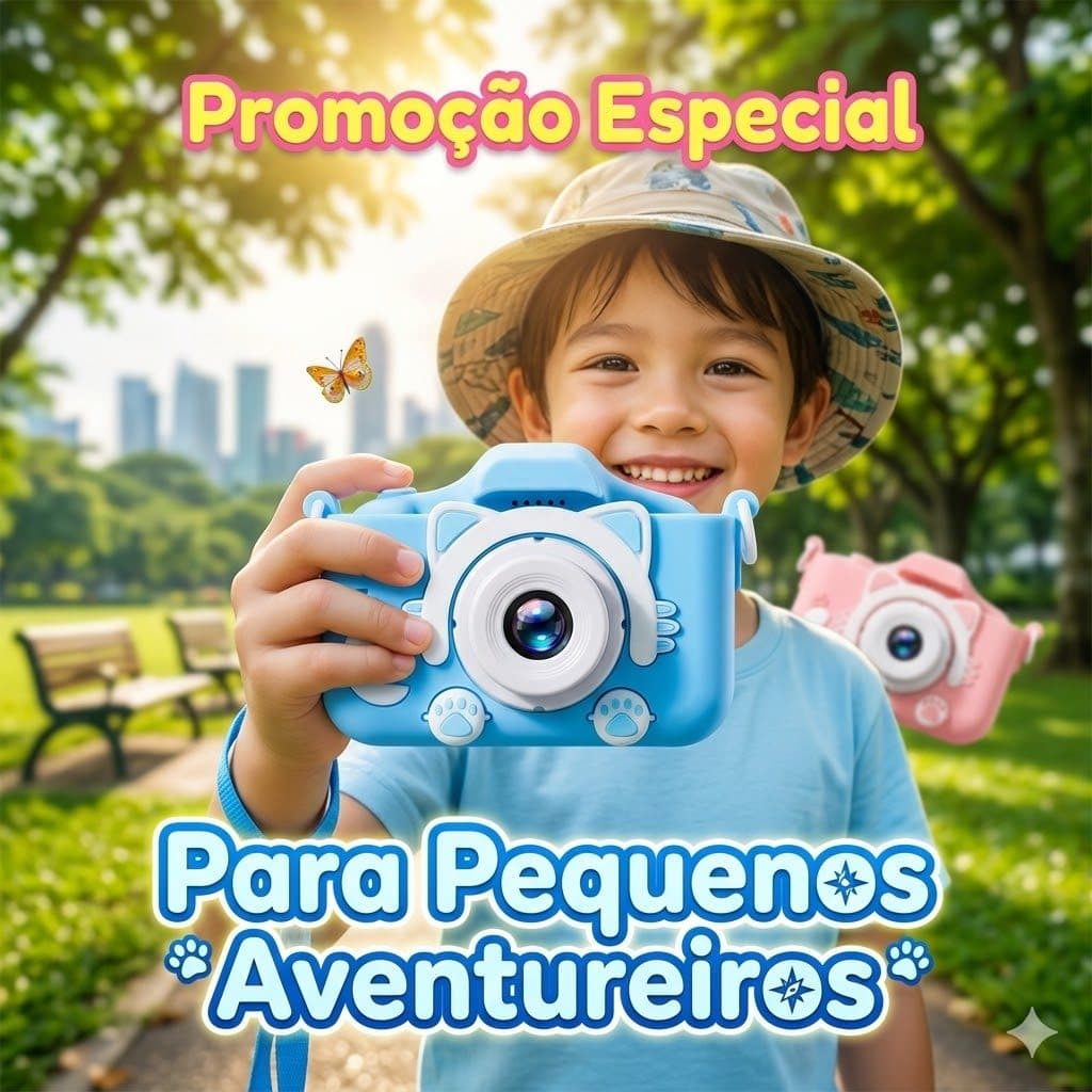Câmera Digital Infantil, Tira Fotos Reais, Com Função de Jogos, Filmadora Mini, Presente Perfeito para Crianças