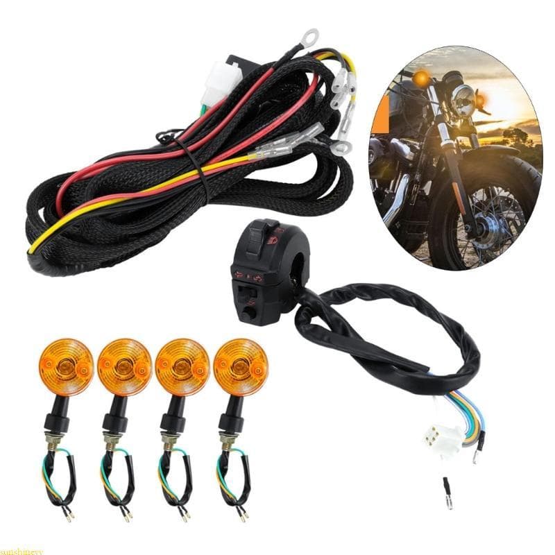 sunshineyy Conjunto Buzina Luz Sinal Motocicleta Fácil Instalação Visibilidade LED Para Passeios Notu