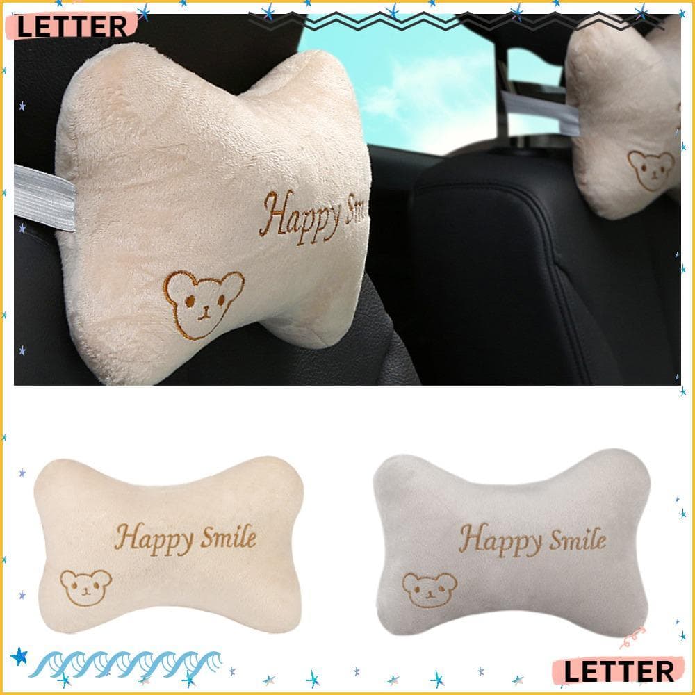Travesseiro De Pescoço Duplo Com Letras , Encosto De Cabeça De Carro Confortáveis De Pelúcia , Universal Em Rolo Padrão 