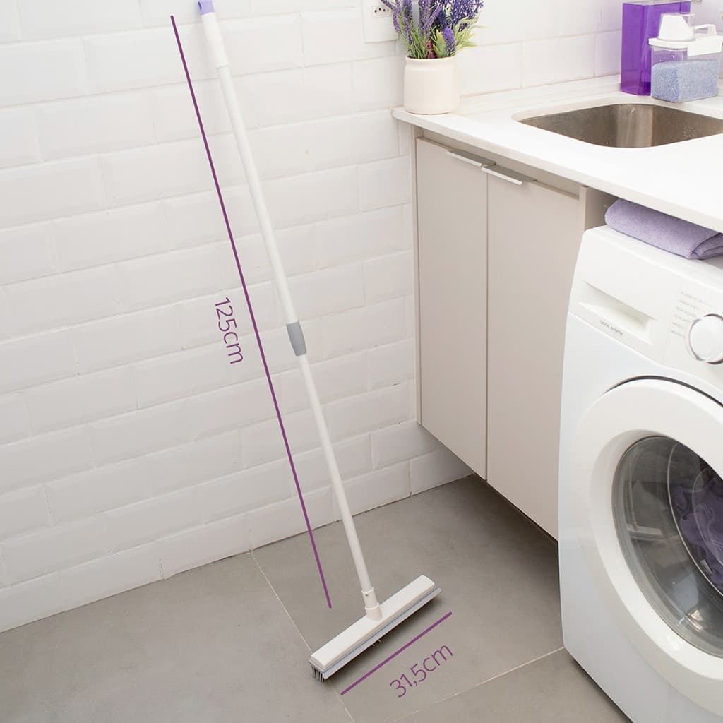 Vassoura Multiuso com Rodo 2 em 1 Emborrachada Limpeza Geral