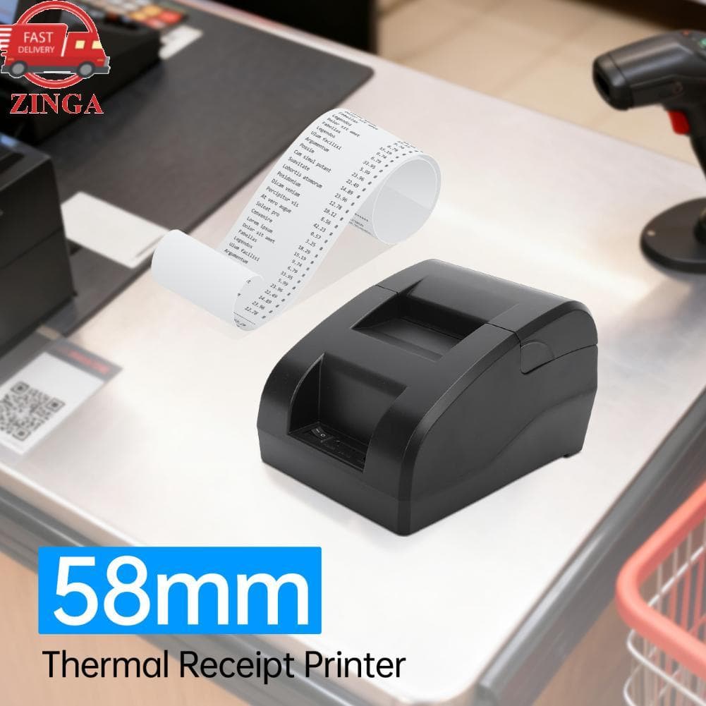 Zinga Impressora de recibos de mesa 58MM USB Bluetooth 203DPI Impressão térmica compatível com sistemas