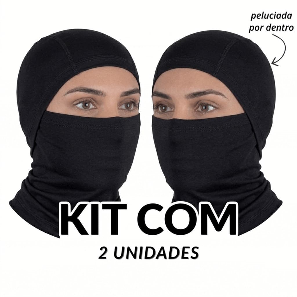 Kit 2 Balaclava Touca Ninja Térmica Peluciada Unissex Moto Máscara Respirável Secagem Rápida