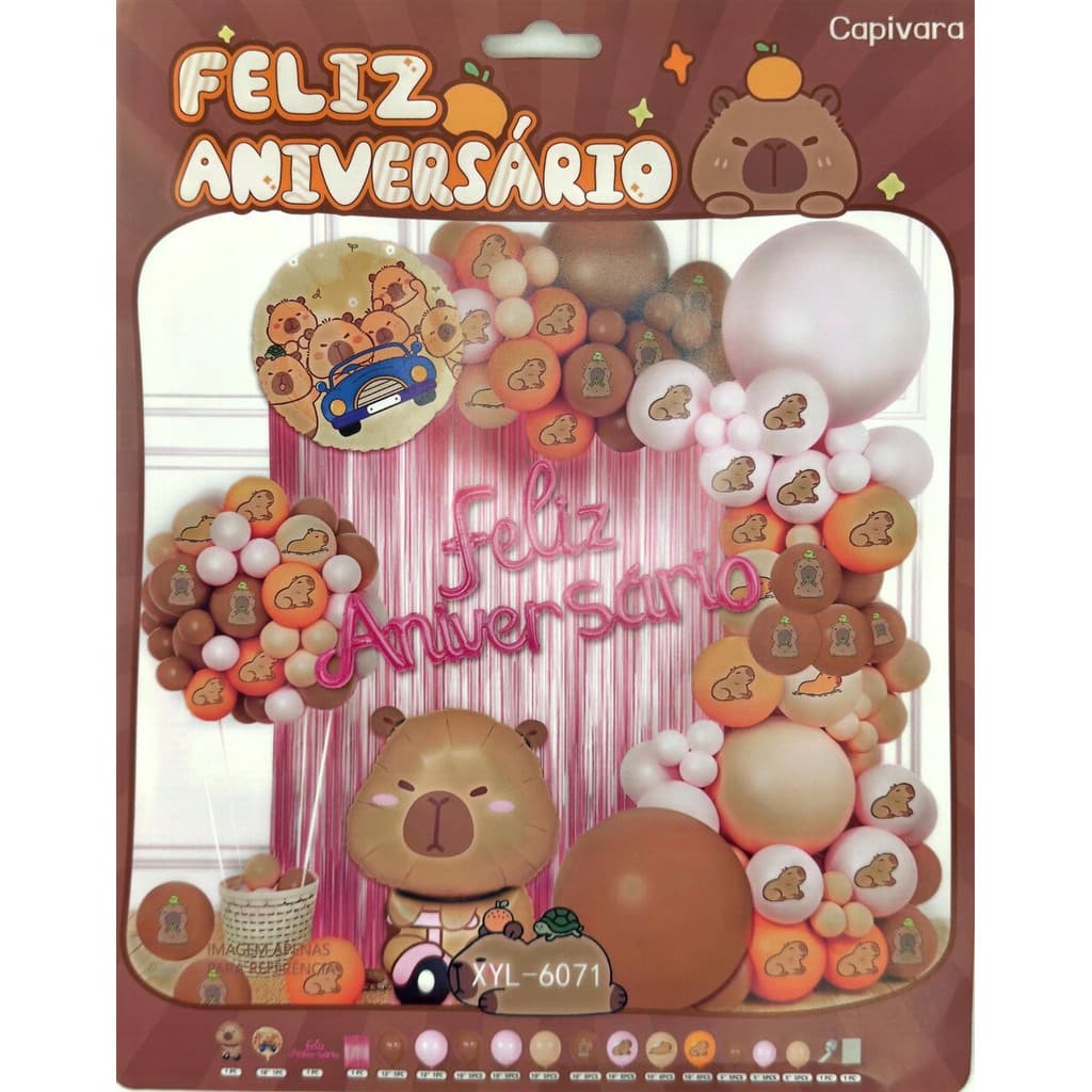 Festa Capivara Kit Completo 70/83 Itens balão  Bexigas Metálica