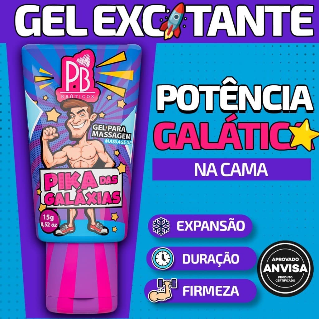 GEL ÍNTIMO MASCULINO EXCITANTE PIKA DAS GALÁXIAS - MAIS VOLUME, MAIS PRAZER SEX SHOP Sex