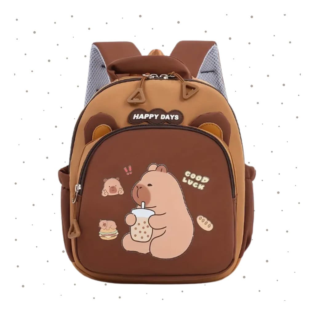 Mochila Escolar Infantil Desenho Capivara, Lancheira Passeio