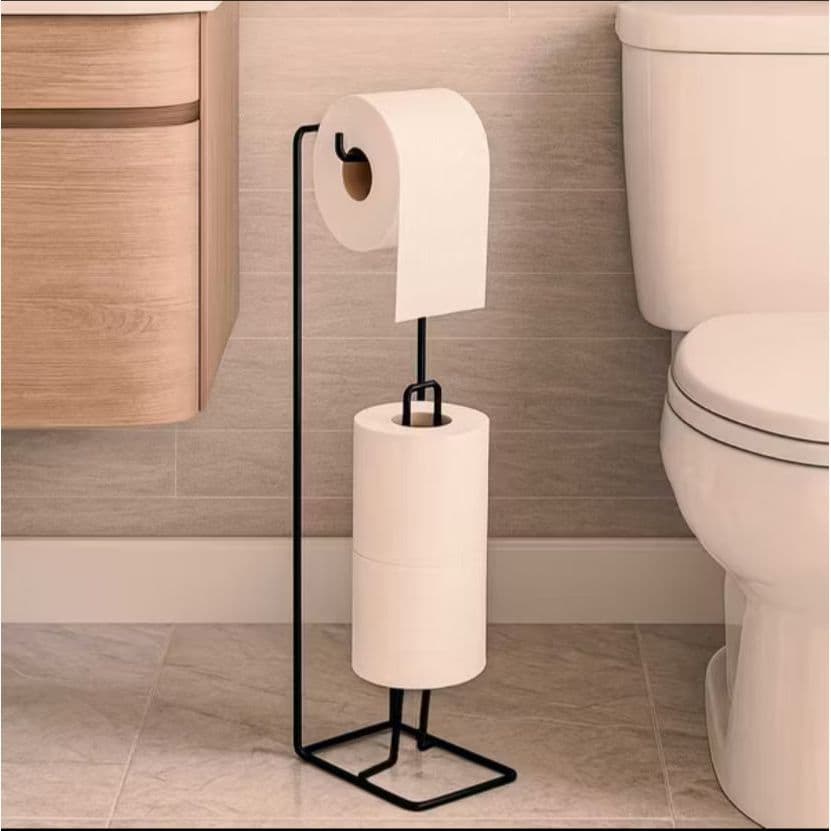Suporte Porta  Papel Higiênico Aramado Chão  suporta Ate 3 Rolos Qualidade E Utilidade