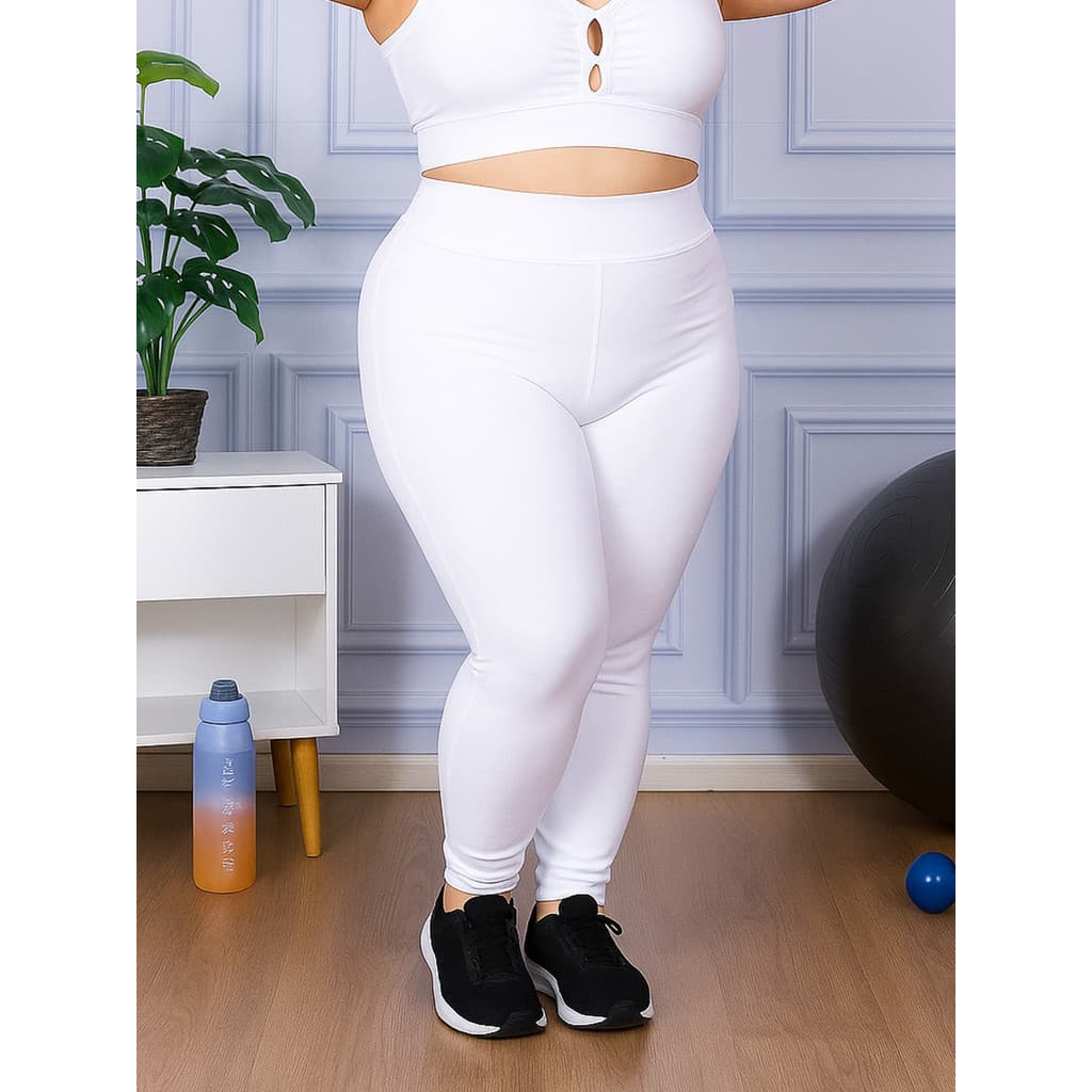 Calça Legging Leg Plus Size Feminina Zero Transparência Grossa