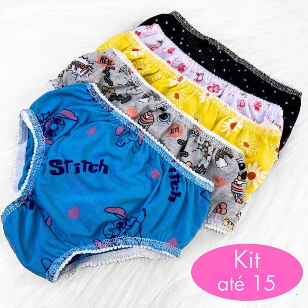 Kit Calcinha Infantil Feminina Dia a Dia Muito Confortável - Valentina