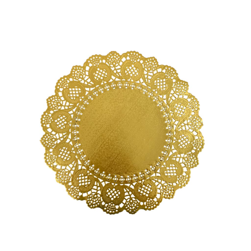 Doilies toalha de papel rendado  Redondo 34,5cm Dourado 52un