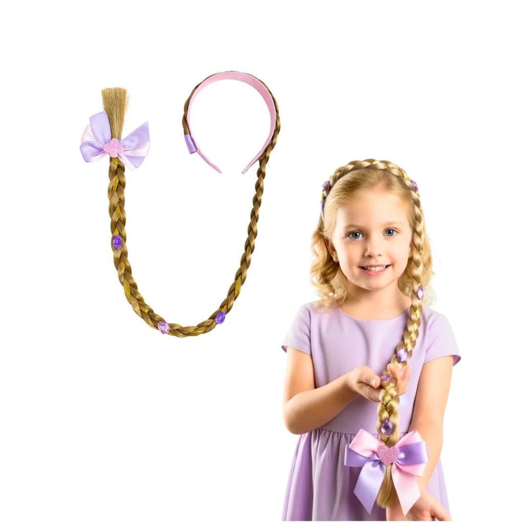 Tiara Cabelo Trança com laço e pedra roxo aplique Festa princesa Fantasia decoração