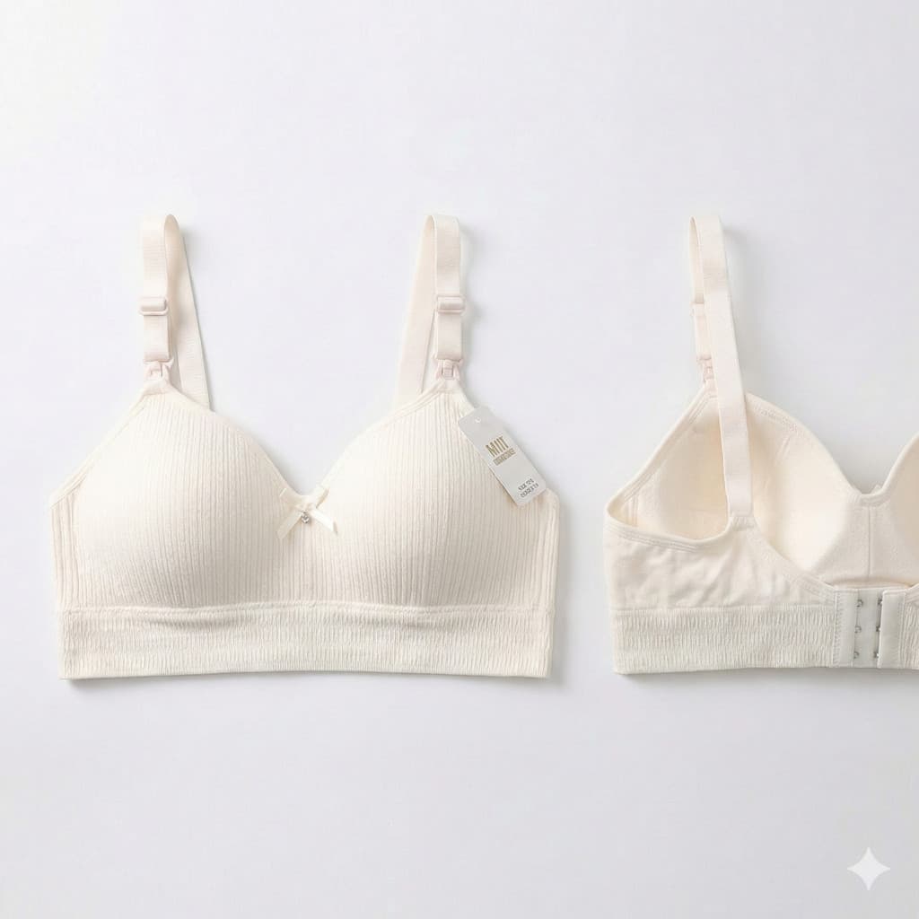 Sutiã de amamentação feminino com laço e pérolas - Confortável e elegante - Alças ajustáveis