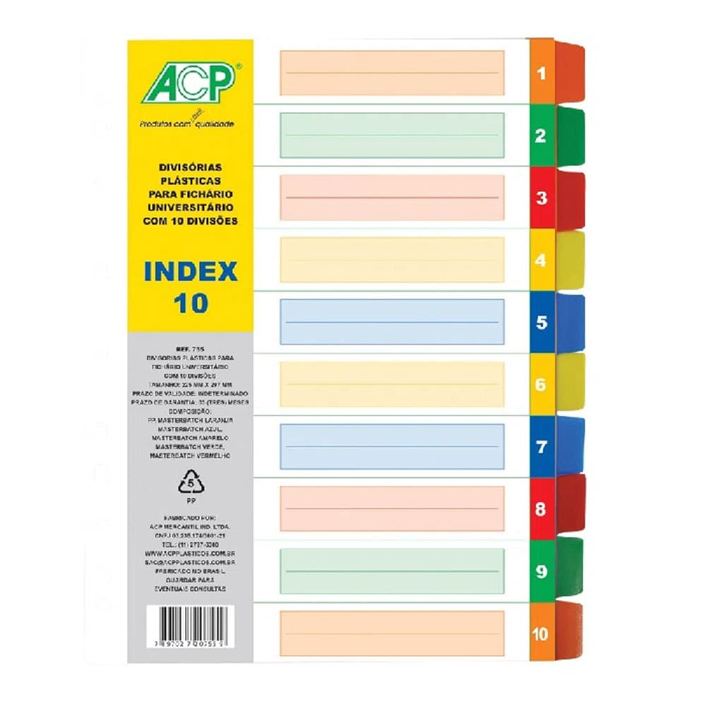 Divisória plástica Color com 10 projeções 755 ACP