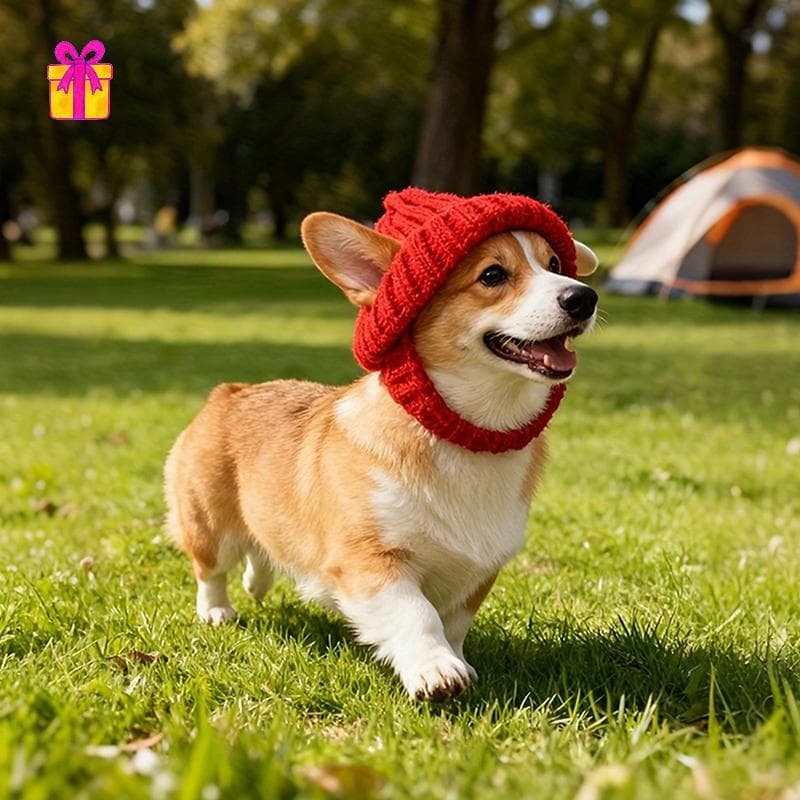 [INTH] Gorro Para Cachorro Maltês , Malha Macia E Aconchegante Com Abas As Orelhas , Mantém Aquecido Cães Pequenos , Uso