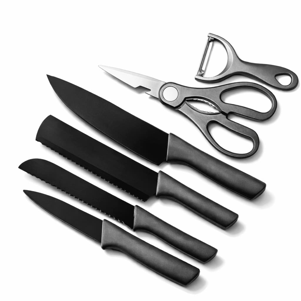Kit Facas Inox Cozinha 6 Peças Descascador Tesoura Corte
