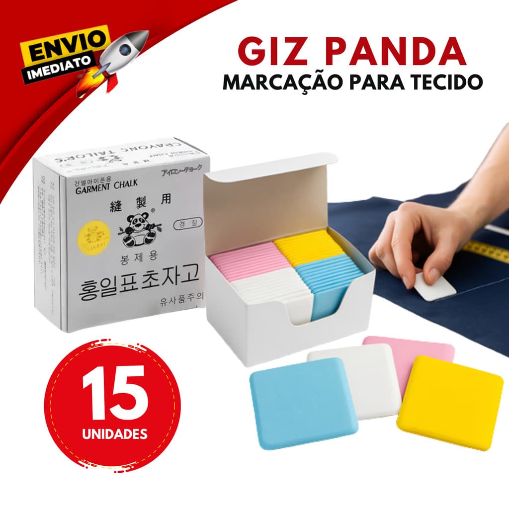 Giz Panda Marcador de Tecido Costura Alfaiataria Patchwork Giz Para Tecido Costureira Kit 05 10 15