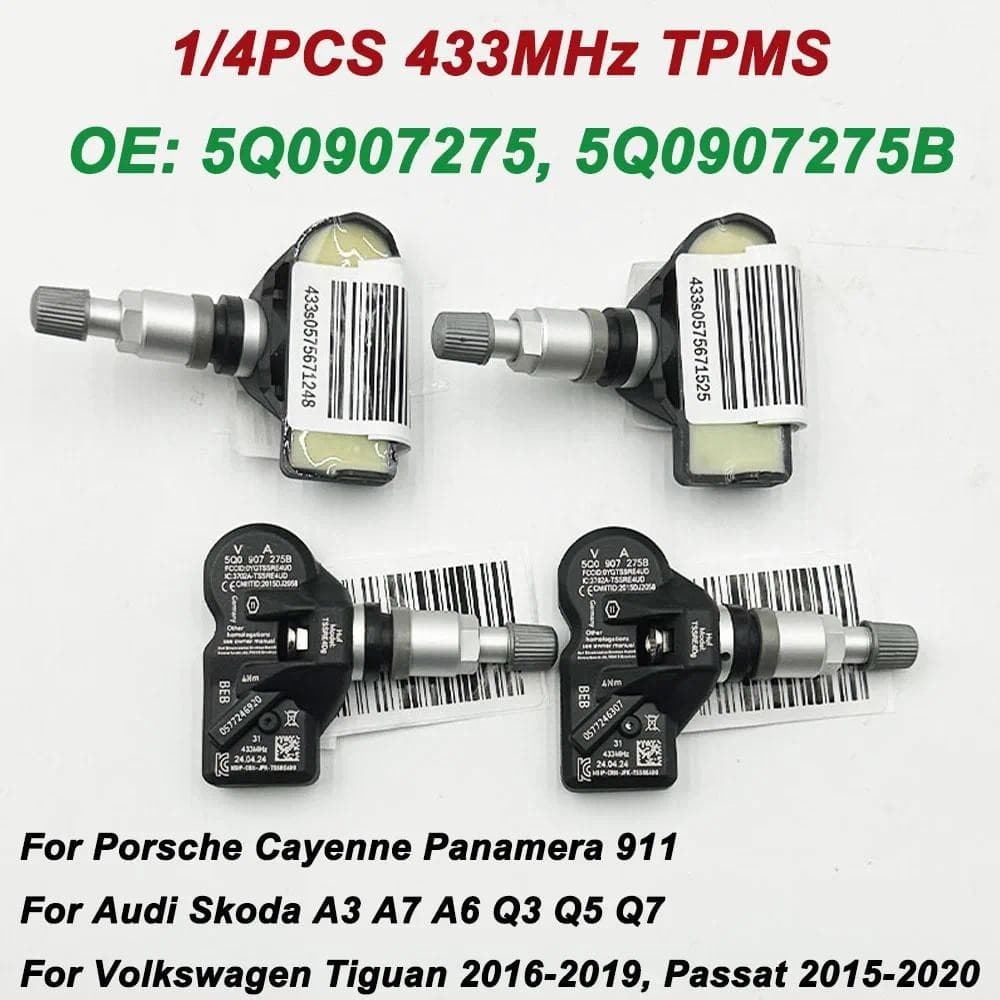 1/4Pcs 5Q0907275B 433Mhz TPMS Para Audi Skoda A3 A7 Porsche 718 911 Cayenne VW Tiguan Passat Golf 5Q0907275 Sensor De Pr