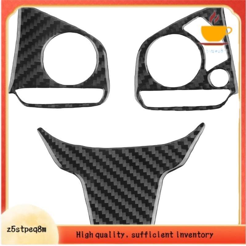 [Novo] 3 Pçs Carro De Fibra Carbono Volante Botão Interruptor Painel Capa Guarnição Decoração Para Honda Civic 2016-2019
