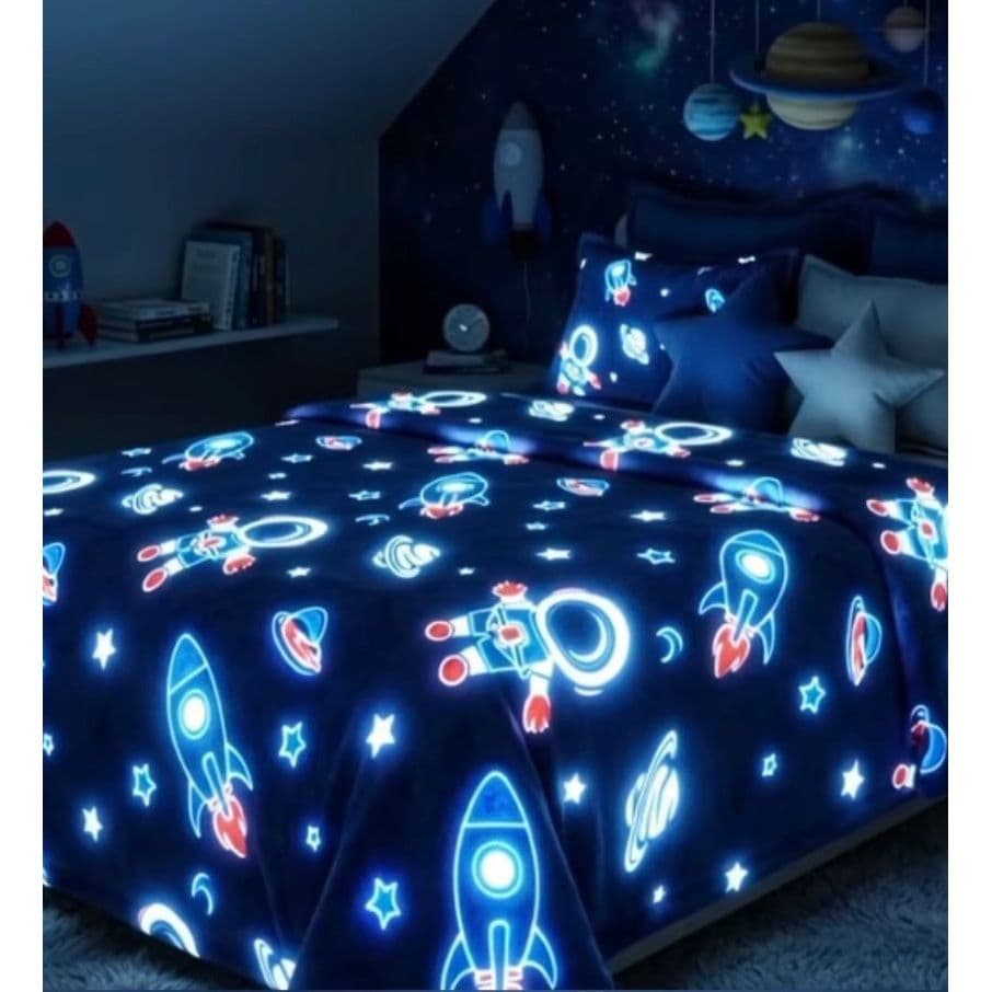 Cobertor Manta Infantil Casal 2,00x1,80Mt Brilha no Escuro Antialérgico