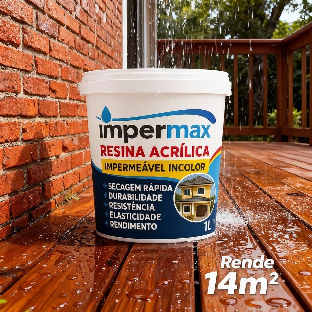 Resina Acrílica IMPERMAX  1L Impermeabilizante e Revitalizadora DE TINTAS, Parede, Tijolo, Madeira
