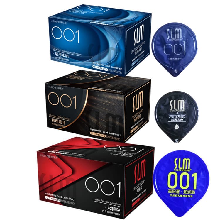 Novo produto pronto estoque preservativo Sulemei 001 preservativo de partículas 0.01 preservativo de pico masculino pres