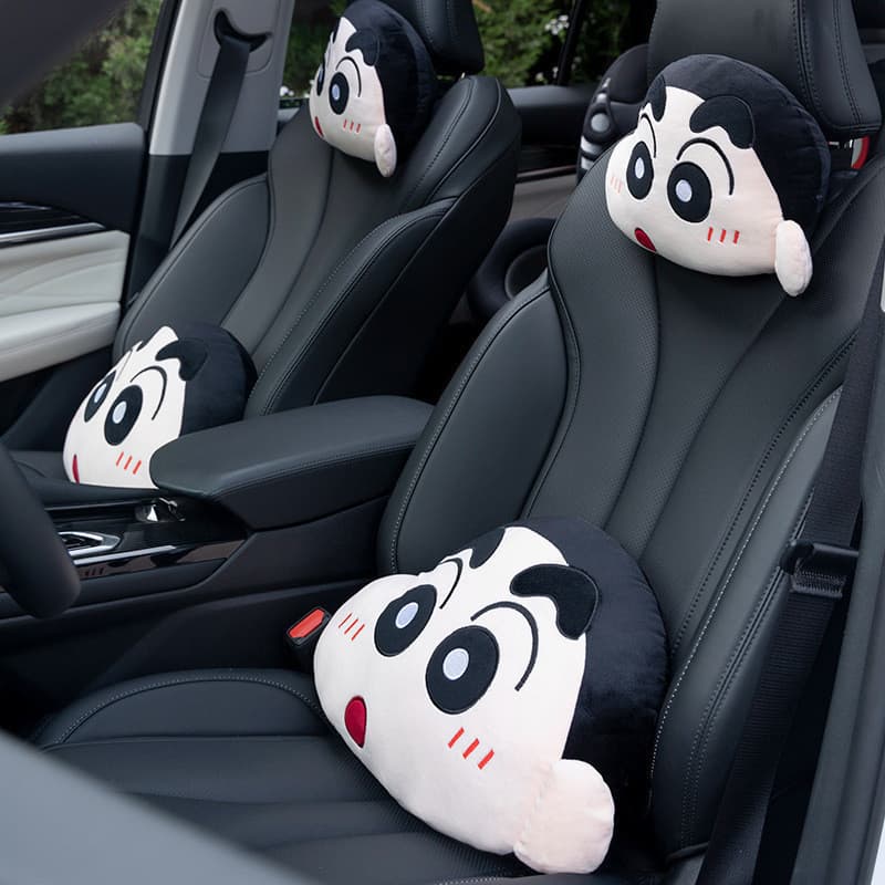 Bonito dos desenhos animados Shin-Chan Encosto de cabeça do carro de pelúcia travesseiro de pescoço assento acessórios d