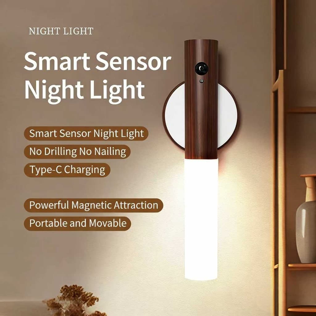 Luz Noturna LED Com Sensor De Movimento Inteligente-Lâmpada De Parede Recarregável Para Corredor Externo