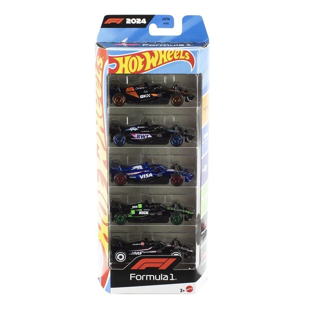 Carrinho Hot Wheels Mattel Mini Fórmula 1 JGF58 Sortido - Embalagem com 5 Unidades