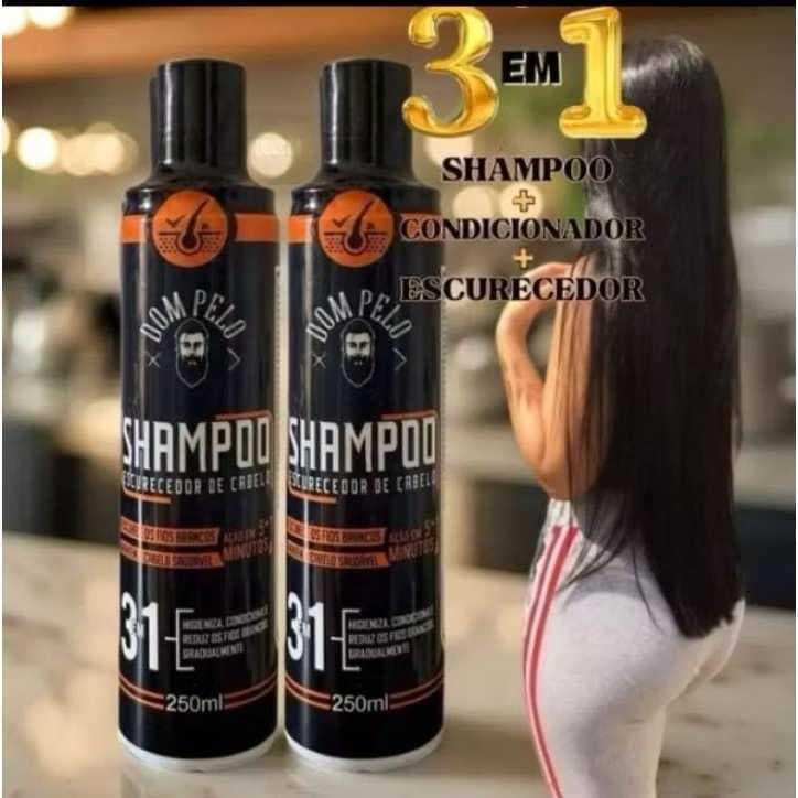 KIT 2 Shampoos Escurecedor Para Cabelo Branco 250ml Dom Pelo - Original