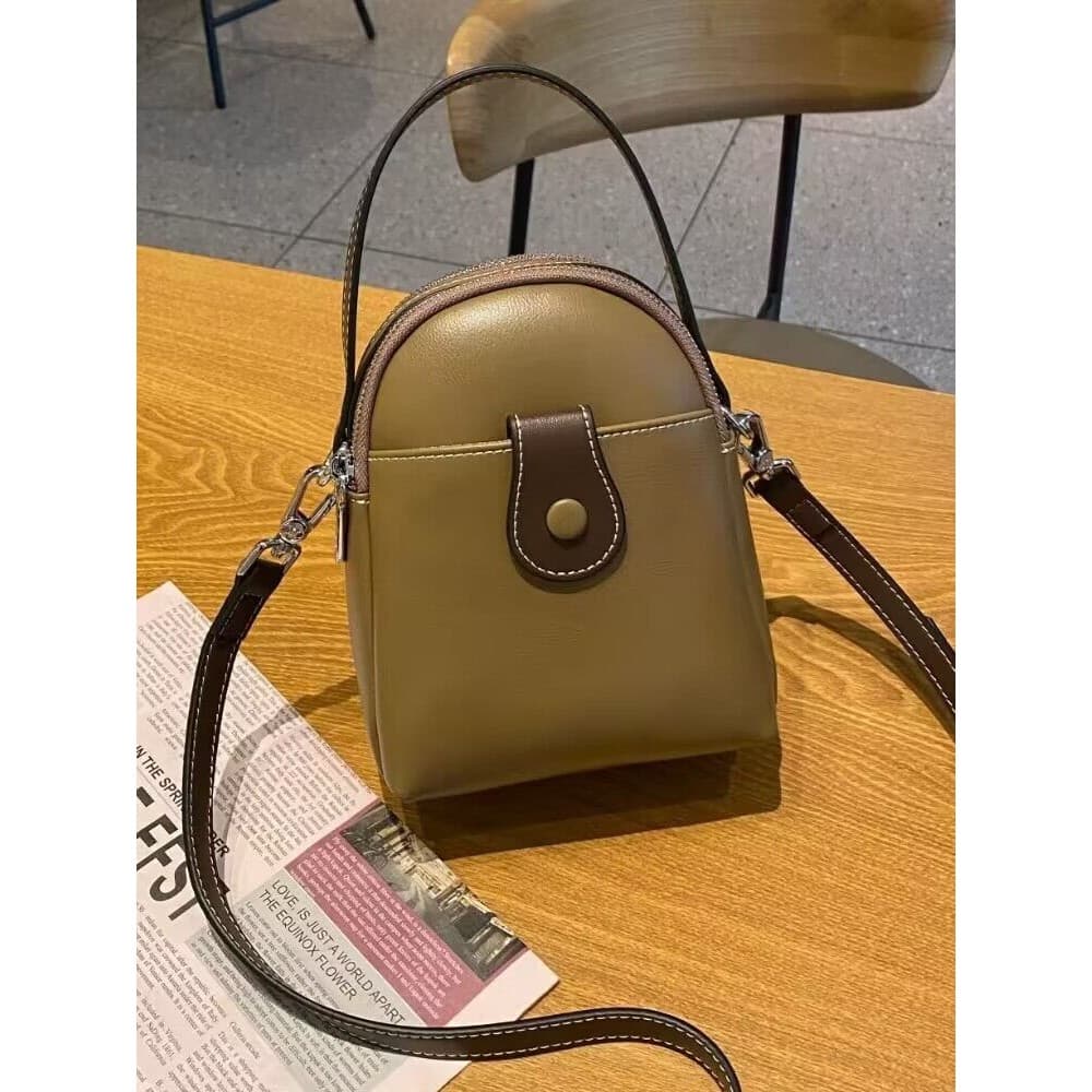 Novo estilo verão Popular Mini couro genuíno pequeno saco redondo moda feminina All-Match Nepa grão de duas camadas de c