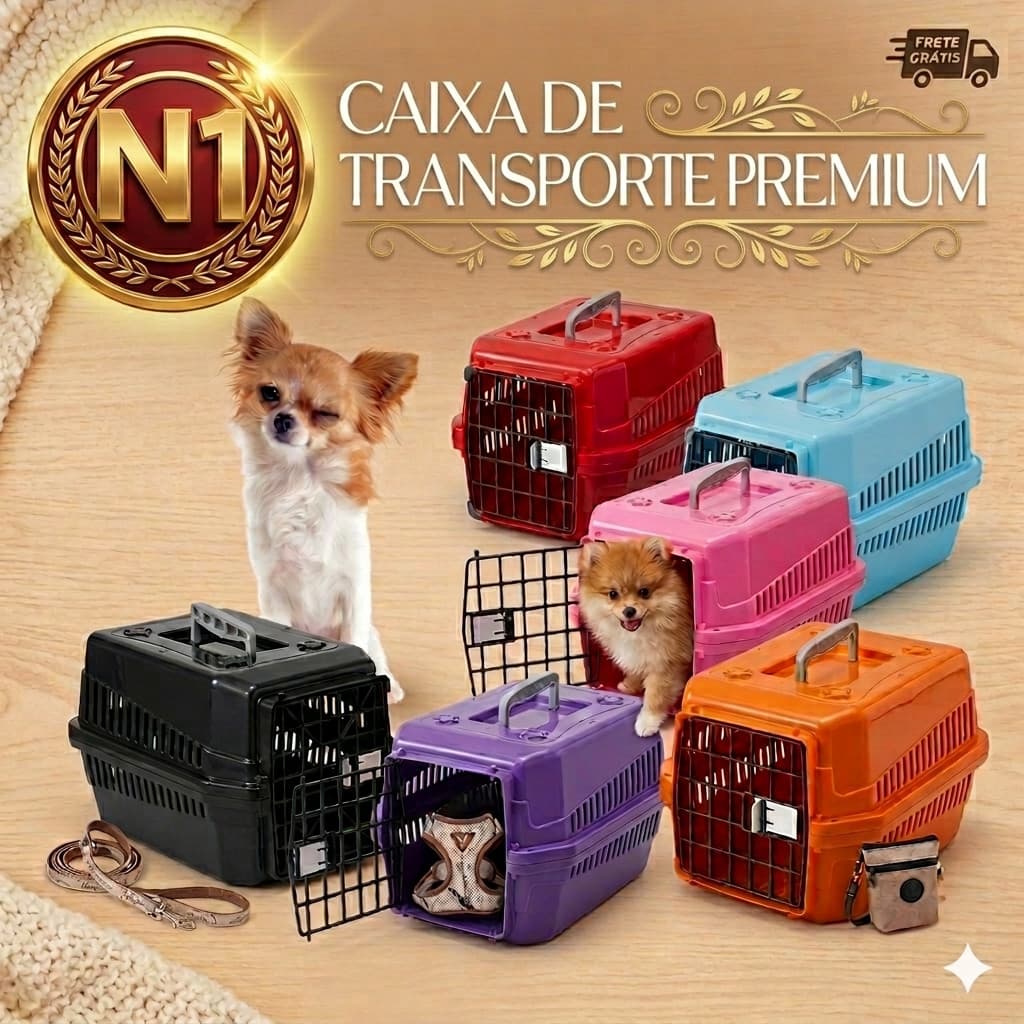 Caixa de Transporte N1 Pet Cão Gato Viagem Avião Passeio Veterinário Resistente Até 5kg Mec Pet