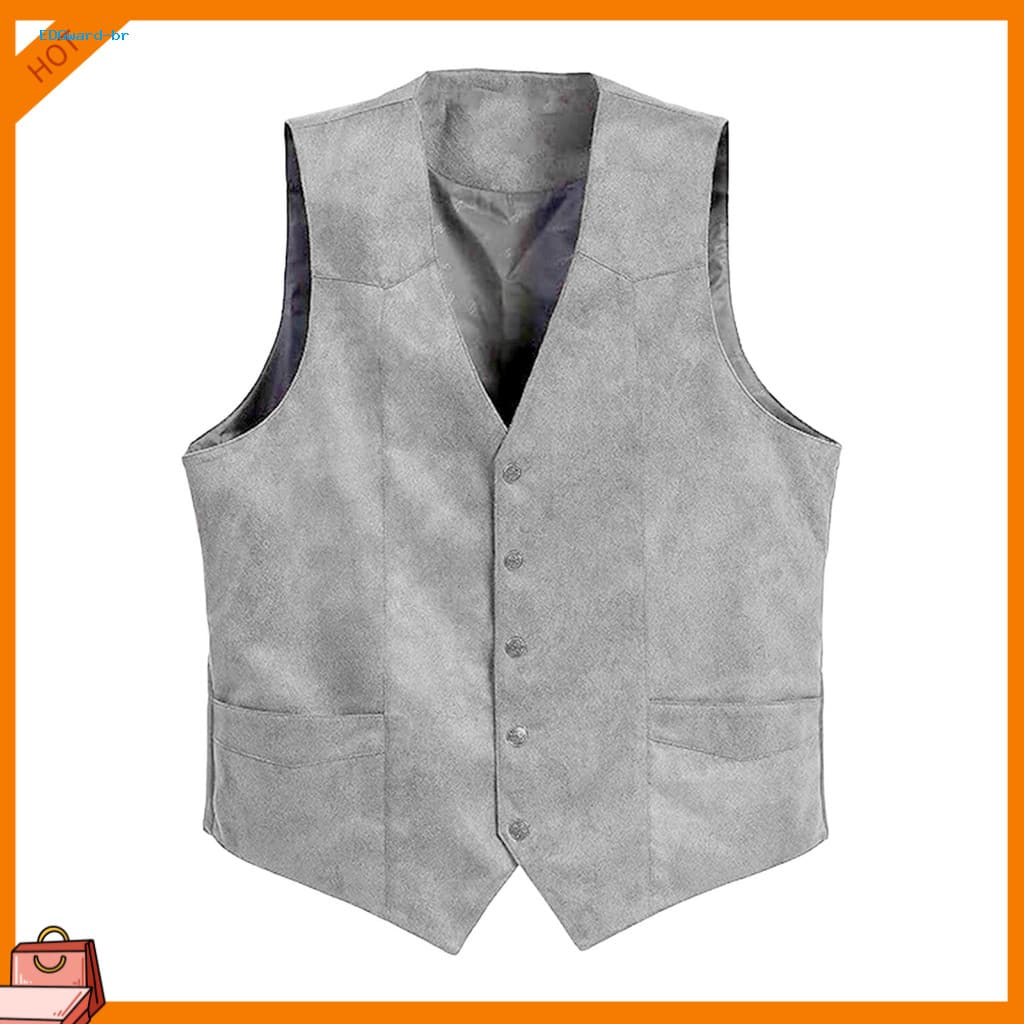Formal Suit Vest Lightweight Men's Slim Fit V-neck Waistcoat with Pockets Single Breasted Business Sleeveless Solid Colo
