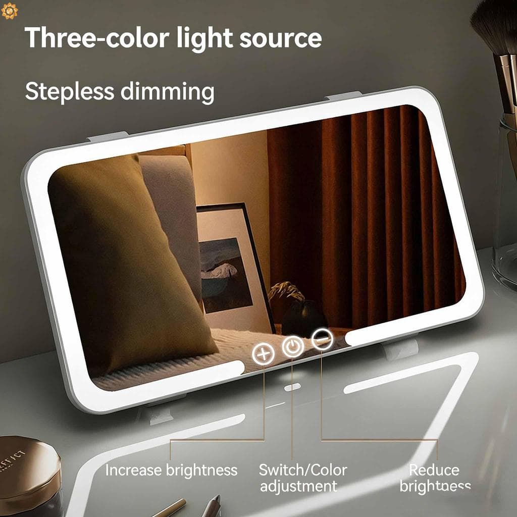 Espelho De Maquiagem LED Para Carro-Viseira Solar Recarregável Passageiros