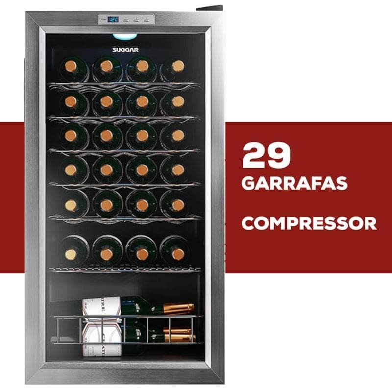 Adega Climatizada Suggar 29 Garrafas Inox com Controle Digital