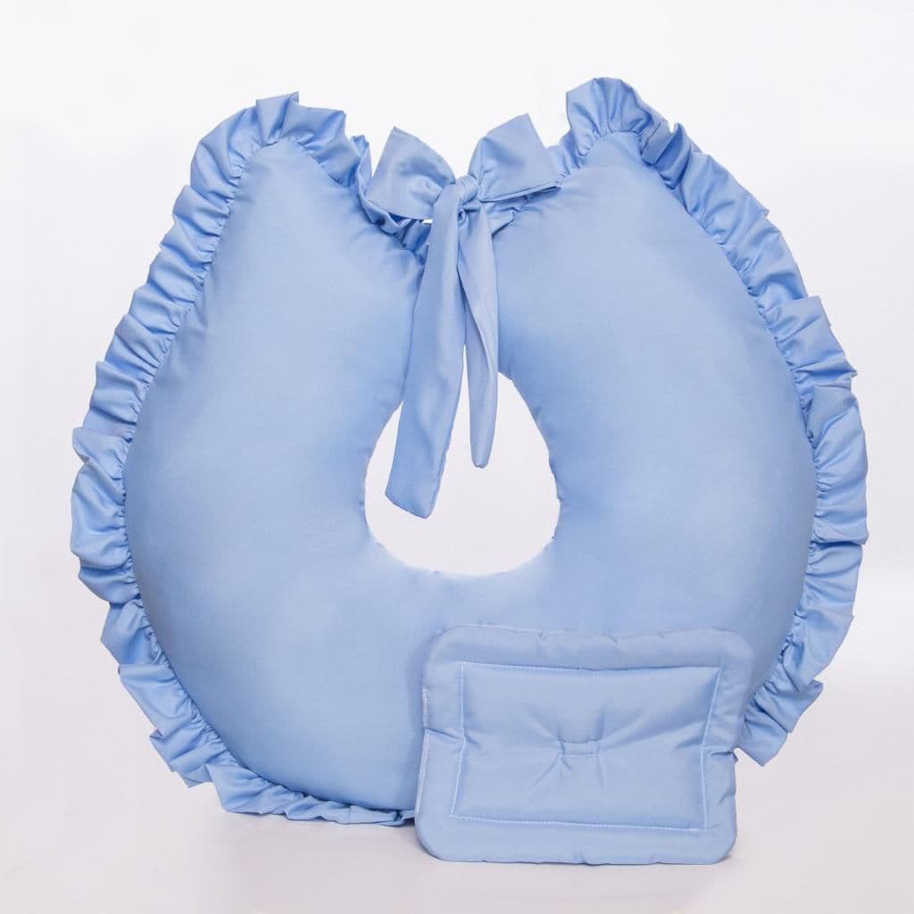 Almofada de Amamentação kit Com Zíper Refil e Apoio Berço Basic Azul bb