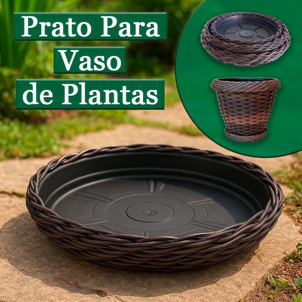 Pratos Redondos para Vasos Revestidos em Junco