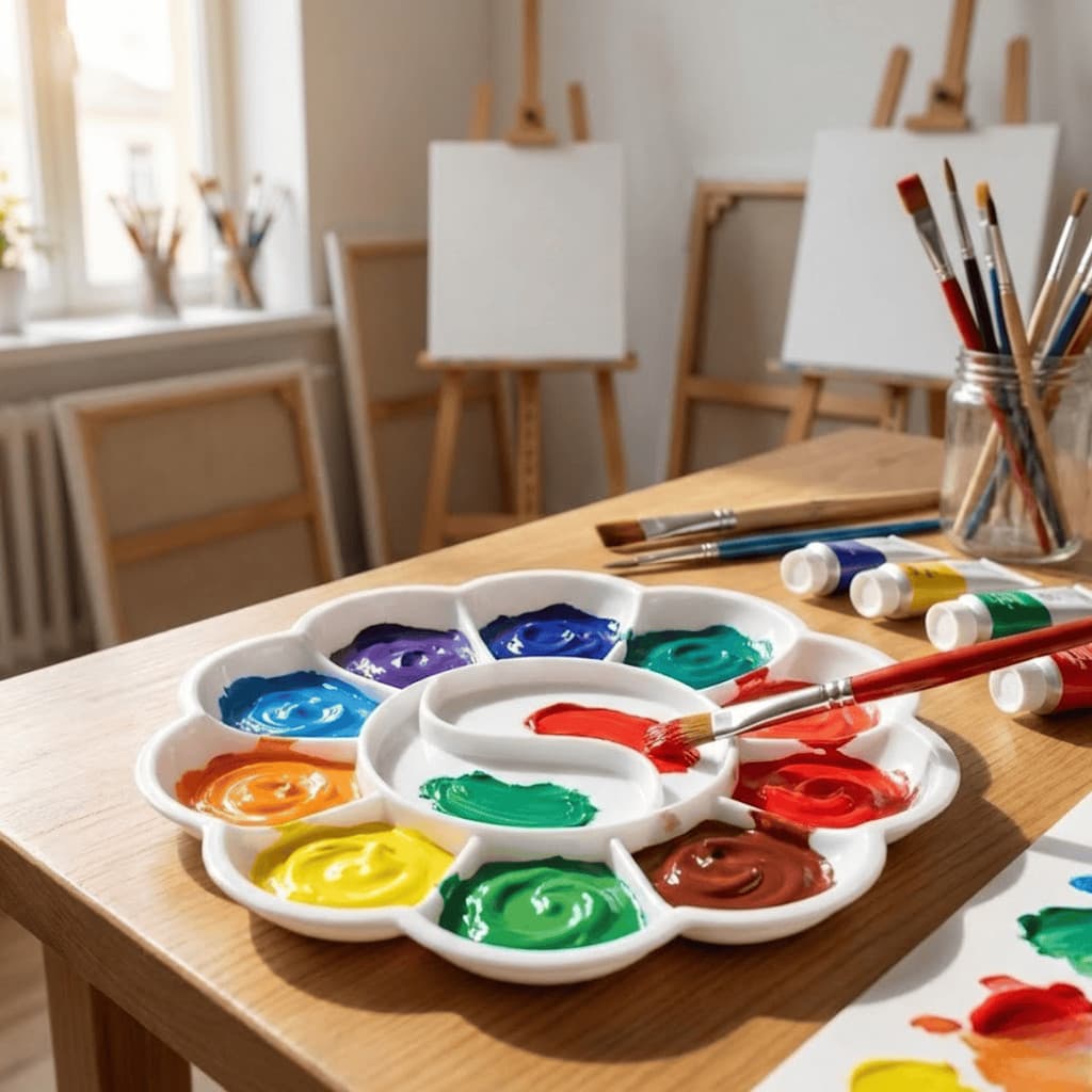 Paleta De Pintura Escolar Formato Flor 12 Divisões Para Crianças Aulas De Arte Material Escolar Barato