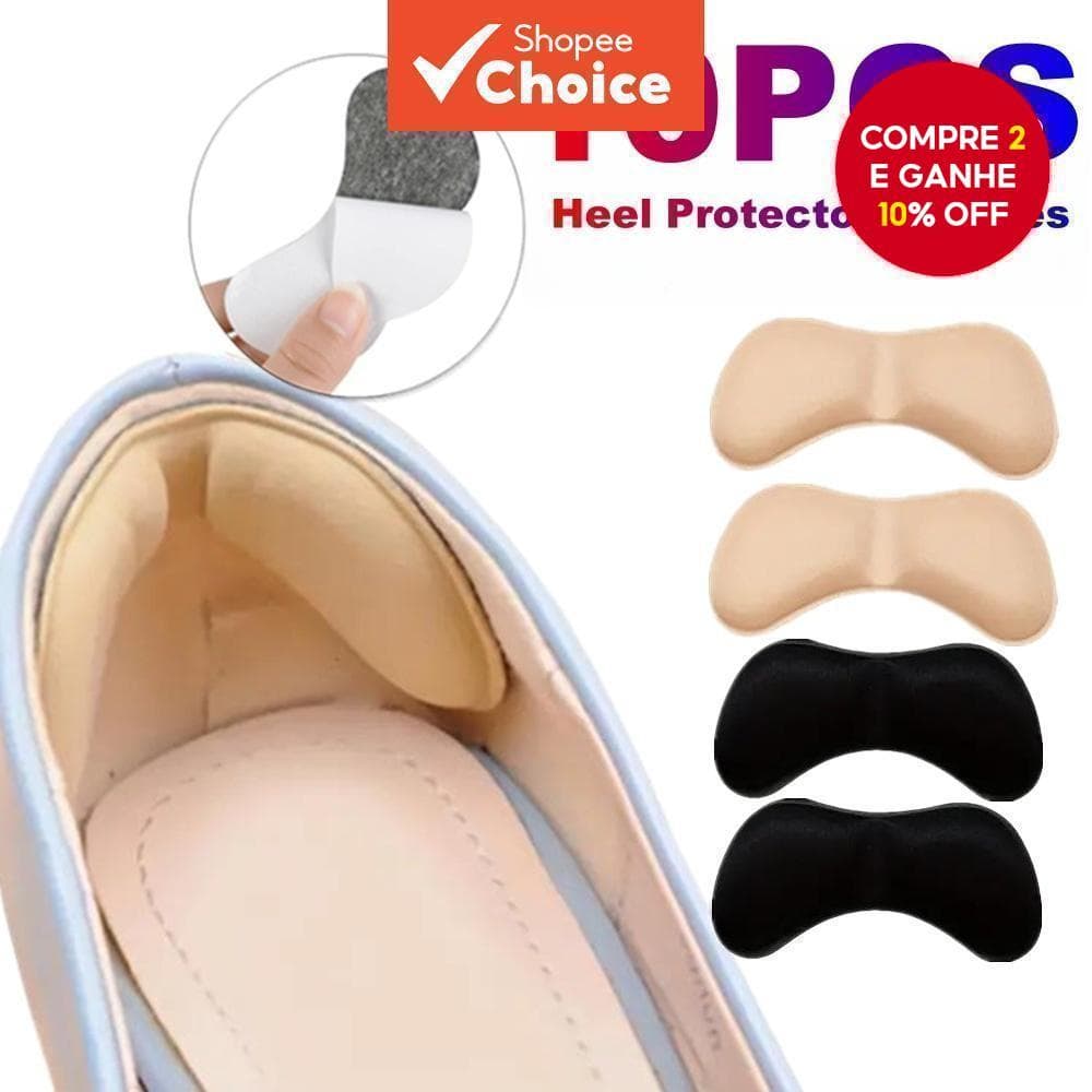 10 Adesivos para Calcanhar e Almofadas de Palmilhas para Conforto e Suporte para os Pés.