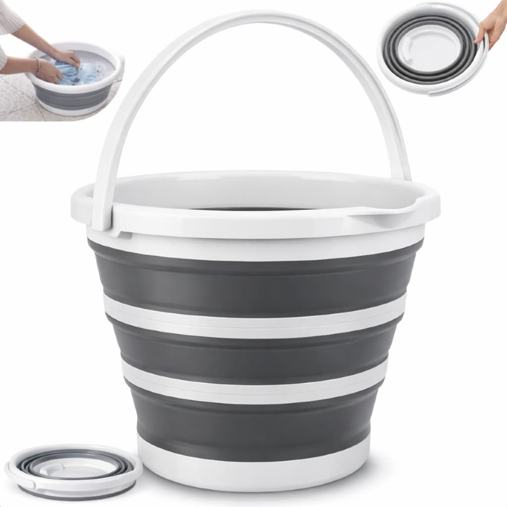 Balde Dobrável 10 Litros Retrátil de Silicone Dobrável Com Alça Lavanderia Multiuso Cozinha